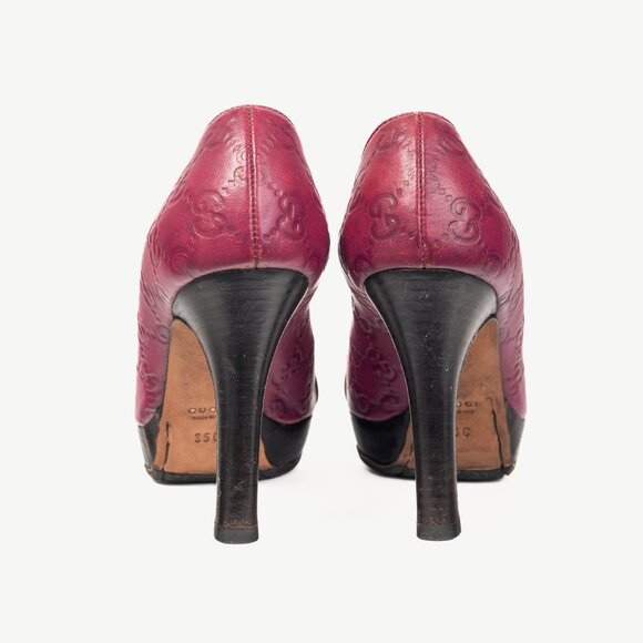 Gucci Purple Guccissima Soft Leather Horsebit Peep-Toe Pumps - Picture 3 of 9